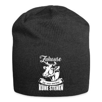 Landwirt, Zuhause ist wo meine Kühe stehen, Kuh - Jersey-Beanie - Anthrazit - Vorne