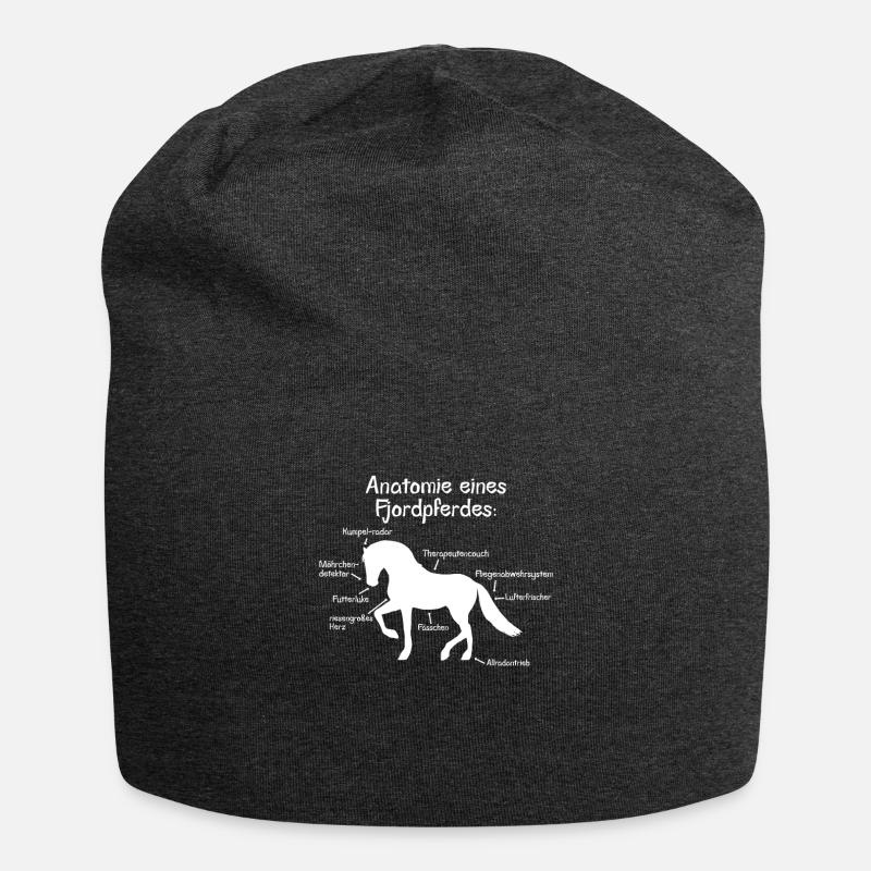 Anatomie eines Fjordpferdes - Jersey-Beanie - Anthrazit