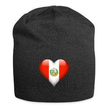 peruvian Heart Peru Flag - Jersey Beanie - charcoal grey - Front