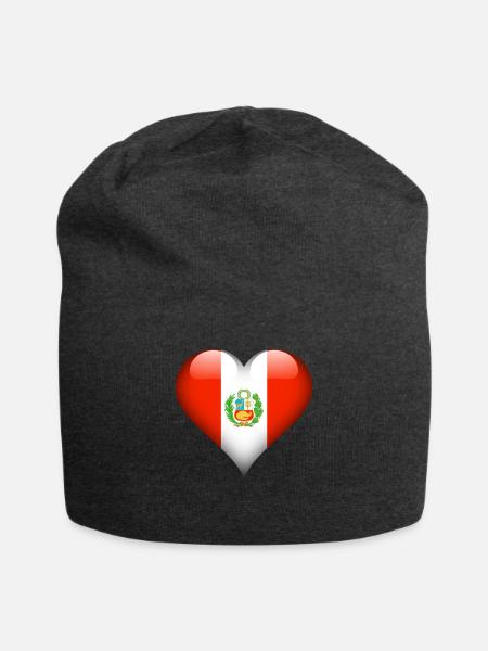 Drapeau péruvien coeur Pérou - Bonnet en jersey - charbon