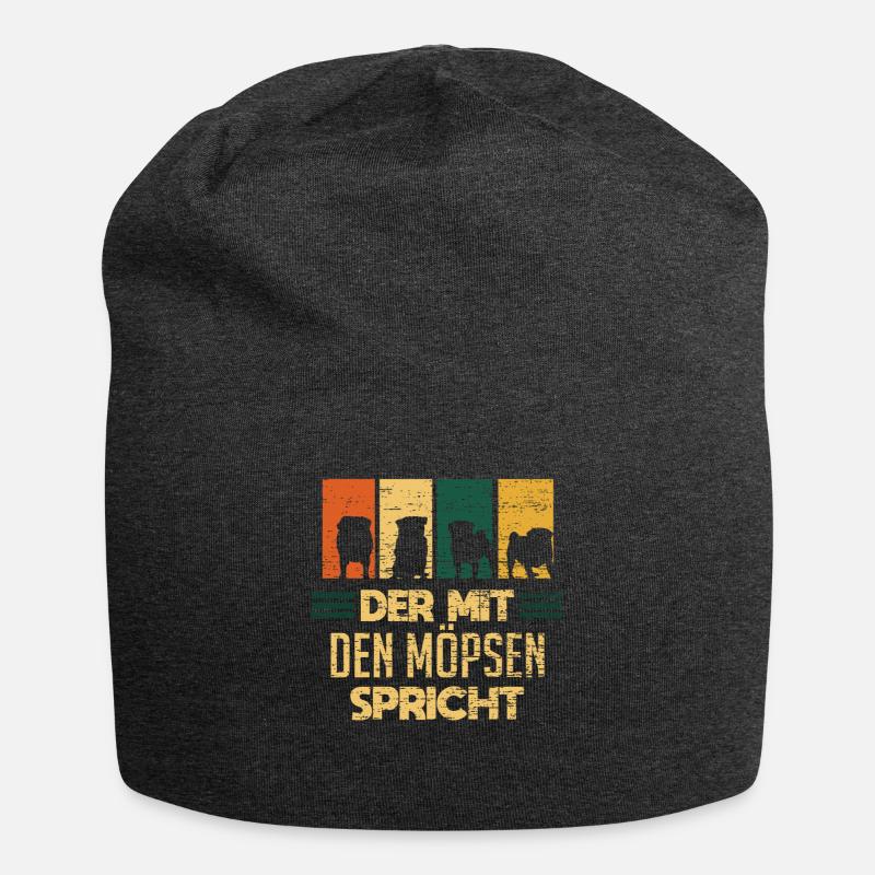 Mops Möpse Hund - Jersey-Beanie - Anthrazit