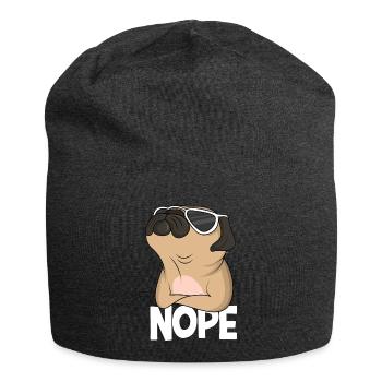 Pug Dog Nope Dog Lover Pug Ladies - Jersey Beanie - charcoal grey - Front