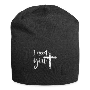 J'ai besoin que tu croise le cadeau de Jésus - Bonnet en jersey - charbon - Devant
