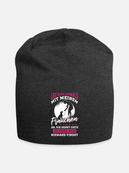 Leg dich niemals mit meinem Frauchen an - Jersey-Beanie - Anthrazit