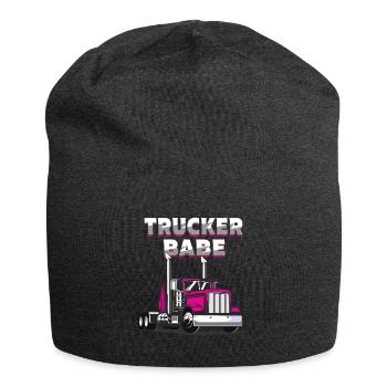 Trucker Babe LKW Fahrerin Truckerin Frauen - Jersey-Beanie - Anthrazit - Vorne
