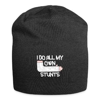 I Do All My Own Stunts T-Shirt Broken Arm - Jersey Beanie - charcoal grey - Front