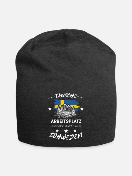 Tausche Arbeitsplatz gegen Hütte Schweden Spruch - Jersey-Beanie - Anthrazit