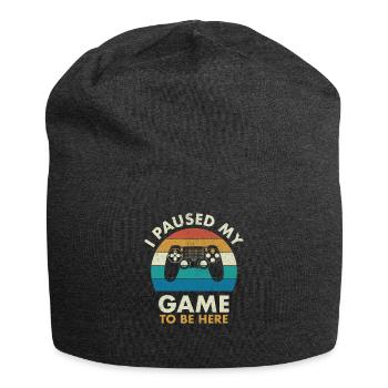 Vintage I Paused My Game Video Game Player - Jersey Beanie - charcoal grey - Front