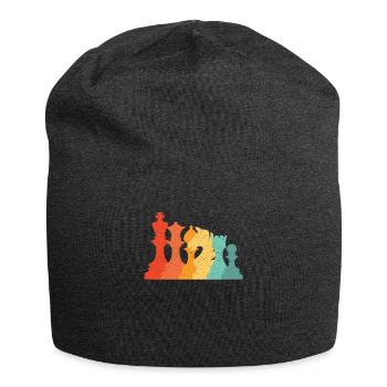 Vintage Retro Schachstücke - Jersey-Beanie - Anthrazit - Vorne