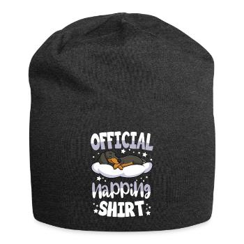 Dachshund Sleeping Shirt Dog Owner Gift - Jersey Beanie - charcoal grey - Front