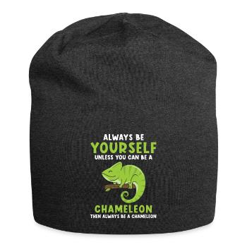 Chameleon saying funny - Jersey Beanie - charcoal grey - Front