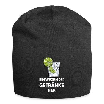 Ich bin nur wegen der Getränke hier! Lustiger - Jersey-Beanie - Anthrazit - Vorne