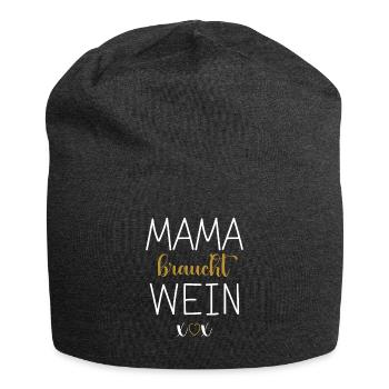 Mama Braucht Wein Muttertag Mami Wein - Jersey-Beanie - Anthrazit - Vorne