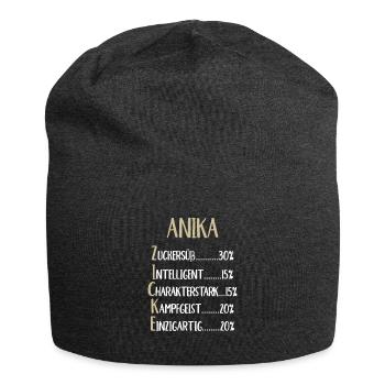 Anika Namenstag Vorname Anika Geschenk Name - Jersey-Beanie - Anthrazit - Vorne