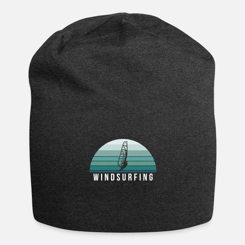 Vintage Retro Windsurfer cadeau - Bonnet en jersey - charbon