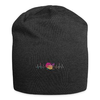 Knitting Heartbeat - Jersey Beanie - charcoal grey - Front