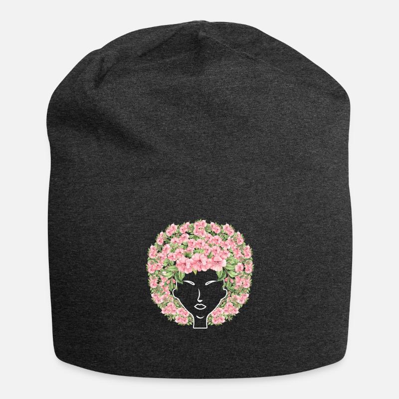 Blumen Afro - Jersey-Beanie - Anthrazit