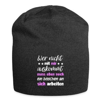 Lustiger Spruch Frauen Mädchen Damen Geschenk - Jersey-Beanie - Anthrazit - Vorne