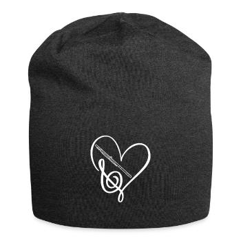 Love Clef Flutes Player Flute - Jersey Beanie - charcoal grey - Front