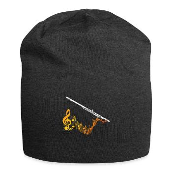 Flute Gift Music Sheet Music Clef - Jersey Beanie - charcoal grey - Front