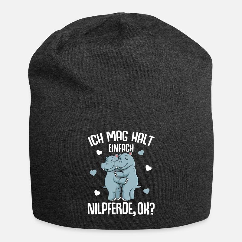 Nilpferd Ich mag halt Nilpferde Hippo - Jersey-Beanie - Anthrazit