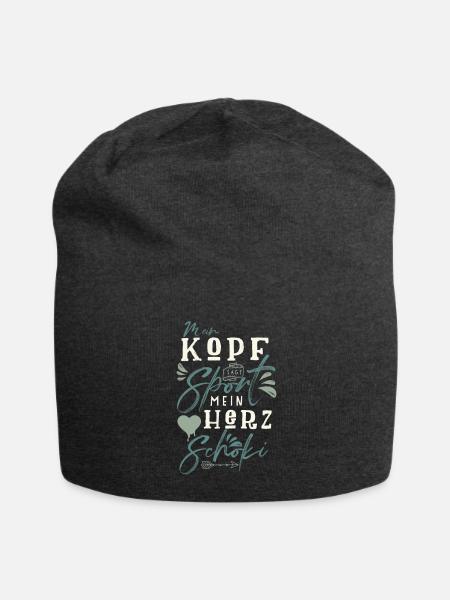 Mein Kopf sagt Sport mein Herz sag Schoki - Jersey-Beanie - Anthrazit