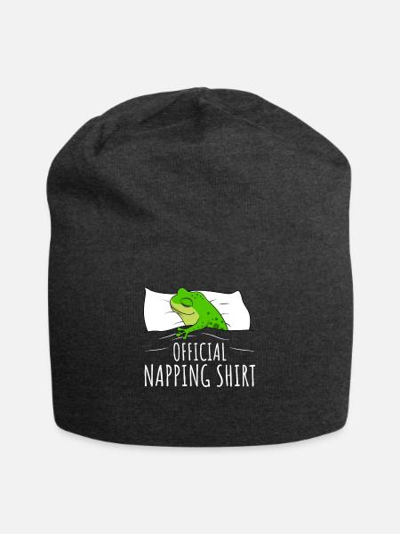 Frog Sleeping Shirt Frogs Gift - Jersey Beanie - charcoal grey