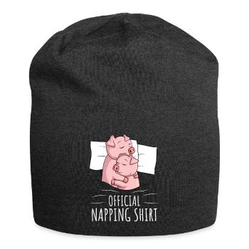 Schwein Schlafshirt Schweine Geschenk - Jersey-Beanie - Anthrazit - Vorne