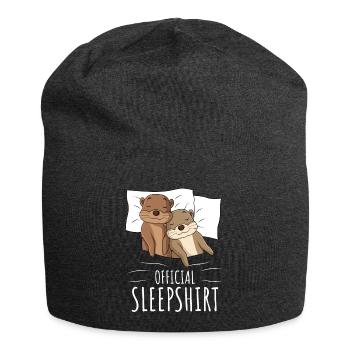 Otter Sleeping Shirt Sea Otter Gift - Jersey Beanie - charcoal grey - Front