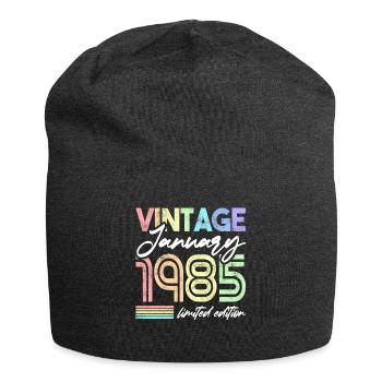 37th Birthday Retro Vintage Unicorn January 1985 - Jersey Beanie - charcoal grey - Front