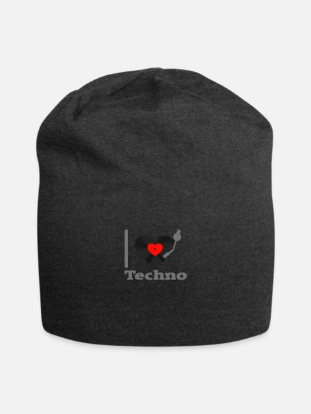 I love Techno - Jersey-Beanie - Anthrazit