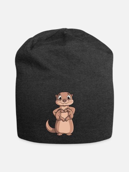 Otter Liebhaber Seeotter Kinder Damen - Jersey-Beanie - Anthrazit