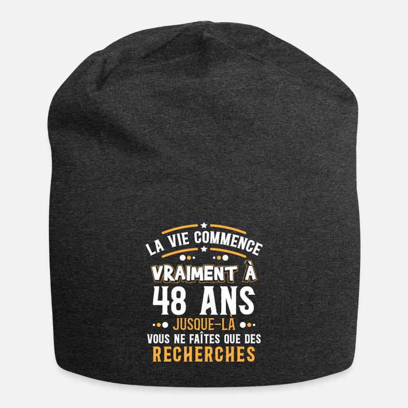 Anniversaire 48 ans, idée cadeau date de naissance - Bonnet en jersey - charbon