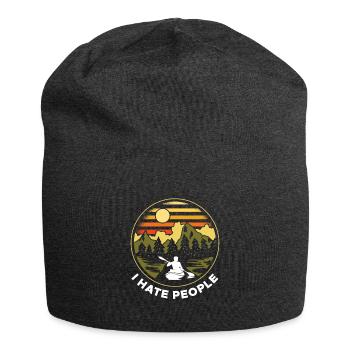 Vintage Retro Kayak Shirt Gift I Hate People - Jersey Beanie - charcoal grey - Front