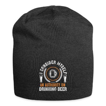 I consider myself an authority on drinking beer - Jersey Beanie - charcoal grey - Front