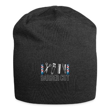 Barber Cut Gift Beard Hairdresser Shirt - Jersey Beanie - charcoal grey - Front