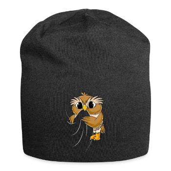 Eulen Liebhaber Kinder Damen Mädchen Eule - Jersey-Beanie - Anthrazit - Vorne