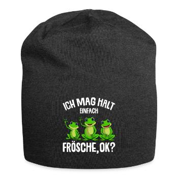 Frosch Ich mag halt Frösche Damen Mädchen Kinder - Jersey-Beanie - Anthrazit - Vorne