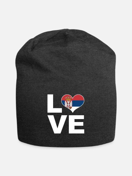 Ich liebe Serbien Herz Flagge Serbien - Jersey-Beanie - Anthrazit