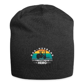 Dad Husband Forklift Driver Hero Shirt Gift - Jersey Beanie - charcoal grey - Front