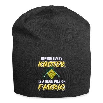 Hinter jedem Stricker liegt riesiger Haufen Garn - Jersey-Beanie - Anthrazit - Vorne