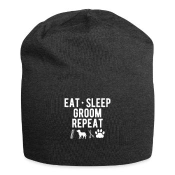Manger Sommeil Groom Repeat Shirt Chien Coiffeur - Bonnet en jersey - charbon - Devant