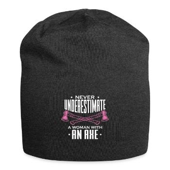Never Understimate A Woman With An Axe Shirt - Jersey Beanie - charcoal grey - Front