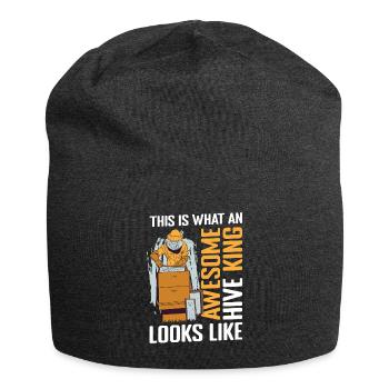 This is what an awesome hive king looks like beekeepers - Jersey Beanie - charcoal grey - Front