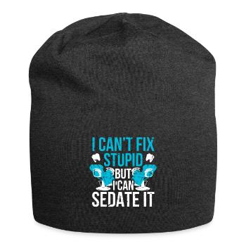 I Cant Fix Stupid But I Can Sedate It - Jersey Beanie - charcoal grey - Front