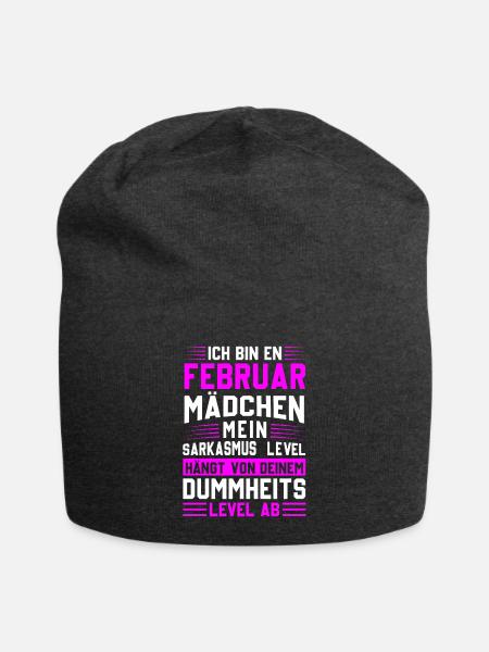 Ich bin ein Februar Mädchen Sarkasmus - Jersey-Beanie - Anthrazit