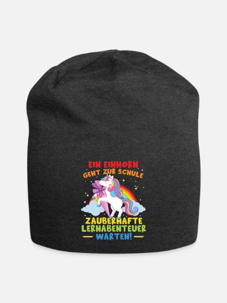 Ein Einhorn Geht Zur Schule Schulkind - Jersey-Beanie - Anthrazit