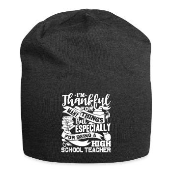 Thankful For Being A High School Teacher - Jersey Beanie - charcoal grey - Front