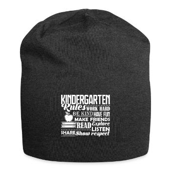 Kindergarten Teacher Kindergarten Rules - Jersey Beanie - charcoal grey - Front