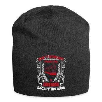 Lineman Lineman Mom Is Tougher - Jersey Beanie - charcoal grey - Front